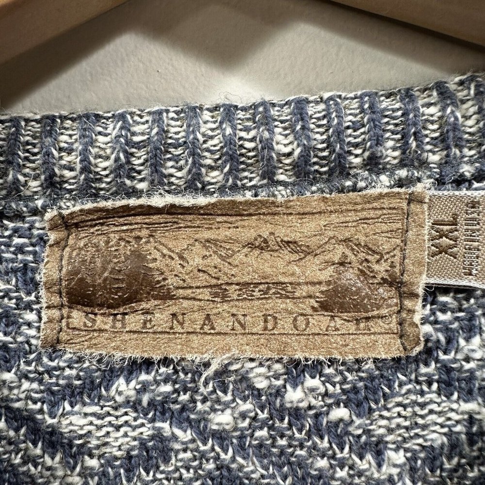 VTG SHENANDOAH Mens XXL Blue Gray Lattice Knit Cotton Blend Crew Neck Sweater US - Picture 3 of 12